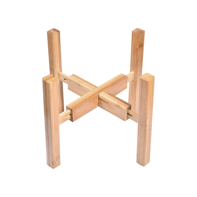 Négylábú Fa Virágcserép Tartó Növény És Zamatos Virágcserép-Kijelző Állvány Otthoni Kerti Terasz Dekoráció Polc Beltér