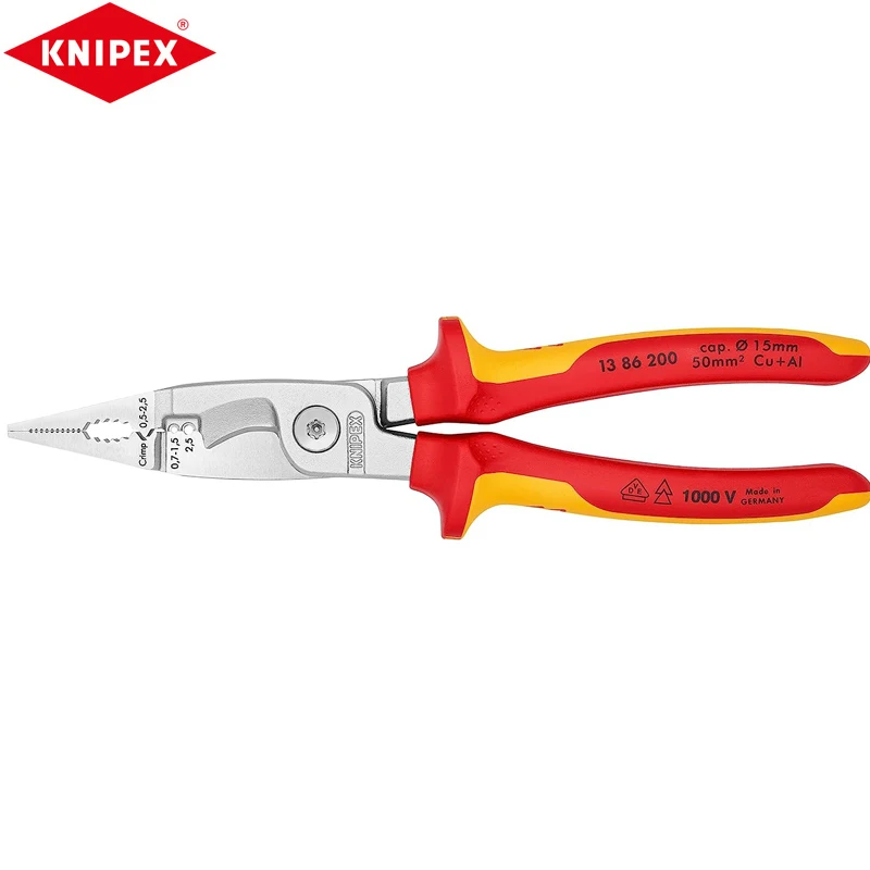 Knipex 13 86 200 Pinze Per Elettricisti Multifunzionali Utensili Da Taglio Con Manico A Doppio Colore Isolato Cromato Funzionamento Semplice