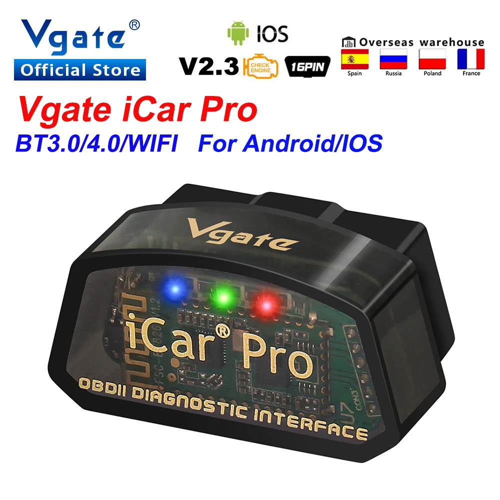 Vgate icar pro OBD2 ELM327 Bluetooth Автомобильный диагностический OBD OBD2 сканер elm 327 OBDII считыватель кодов odb2 диагностический адаптер Лидер продаж