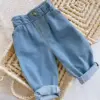 Baby Solid Color Jeans 0-3 Years Old Baby Spring Dress Girls Korean High Waist Casual Pants Boys Pants 6