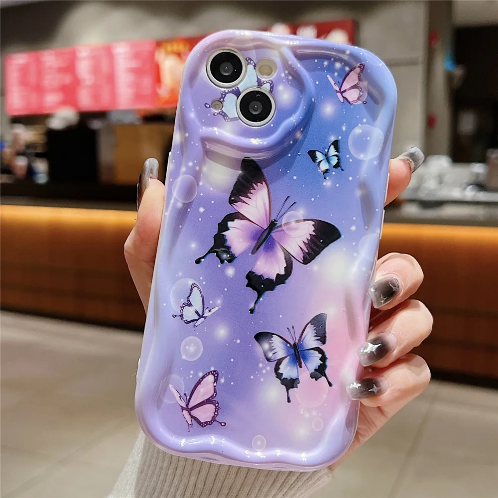 Gradient Butterfly Soft Case with Wavy Edges