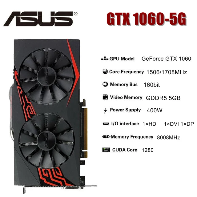 ASUS Graphic card GTX 1060 5GB placa de video graphics card GPU for NVIDIA 