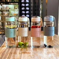 340ML 480ML Portable Glass Bottle Cute Heat ResistantFor Drink Cold Water Juice Tea With Screw Lid Filter Net Easy To Carry 1