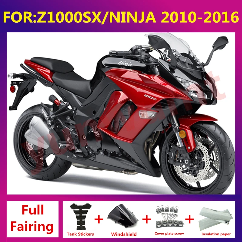 

Motorcycle Shell full Fairing Bodywork Panel Kit Fit For Kawasaki Z1000SX 2011 - 2016 Z1000 SX fairings zxmt set red black
