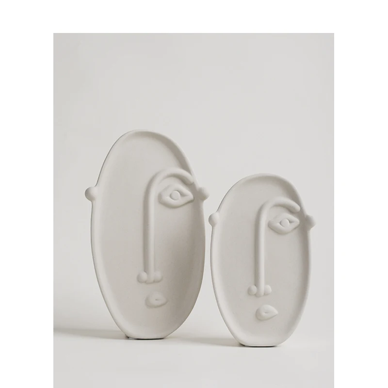 

Creative Geometric Vase Abstract Ceramic Head Decoration Accessories Vase Nordic Dried Flower Jarrones Desk Decoration BS50HP