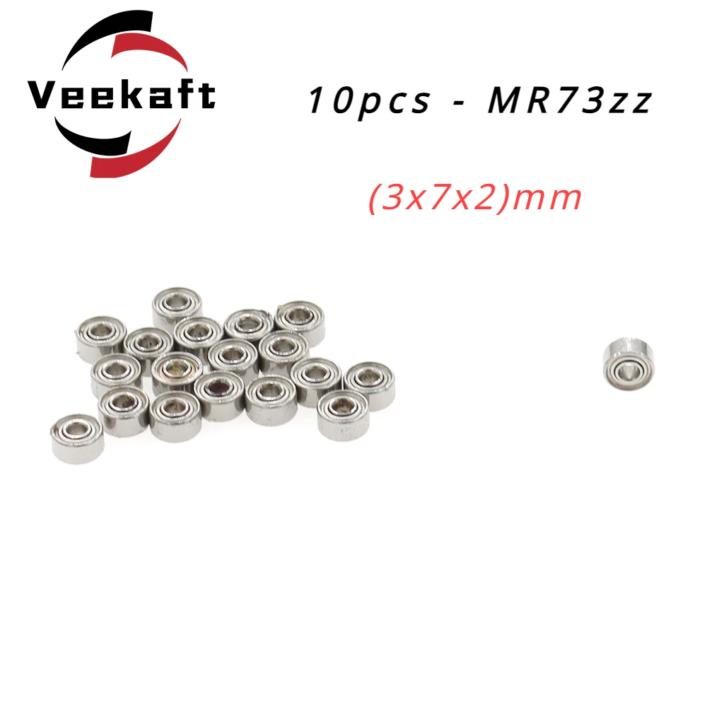 

Veekaft High Precision Miniature Bearings MR73zz Without Cage Size 3mmx7mmx2mm 10pcs in A Pack. Suitable for Small Machinery