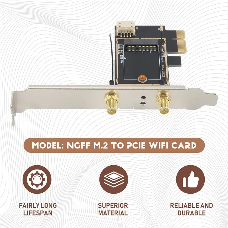 NGFF M.2 To PCIE Network Card Adapter Card PCIE Adapter Card Supports NGFF M.2 Wireless Network Card - 4