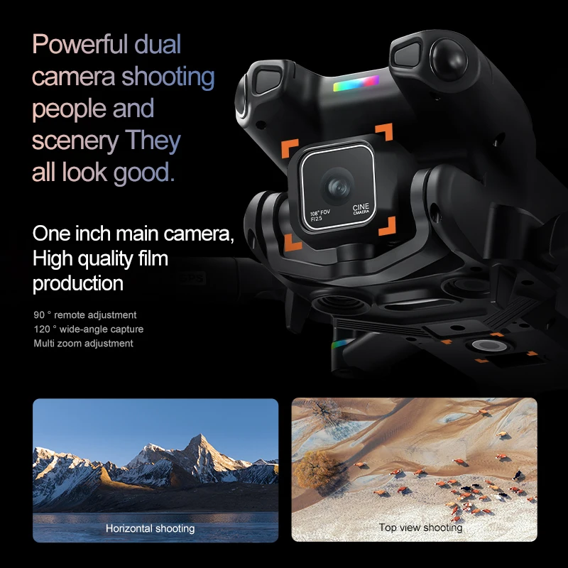 Drone professionnel 8K/4K pour Xiaomi, déplié avec ses hélices, prêt à décoller sur une surface plane