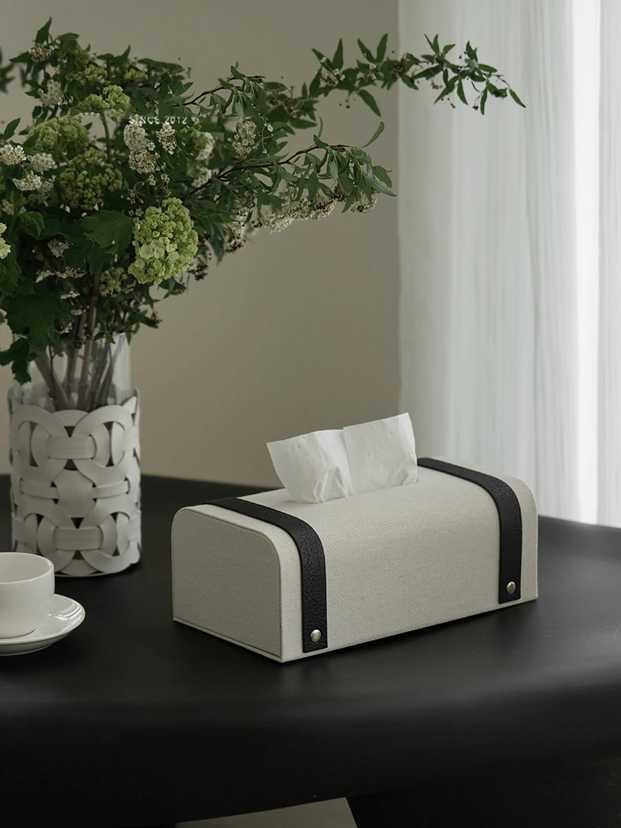 Modern Black Brown Leather Buyer Paper Box Living Room Ornaments Dining Table Coffee Table Decorations Tissue Box For Bedroom 6