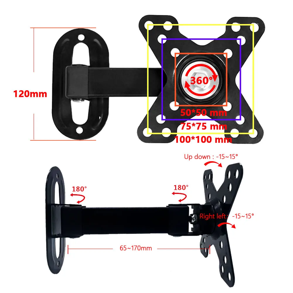 MUCAI VESA  LED ÷ ĵ Ȧ, LCD TV  Ʈ  TV   Ʈ, LCD 귡Ŷ  , 14 ġ-43 ġ