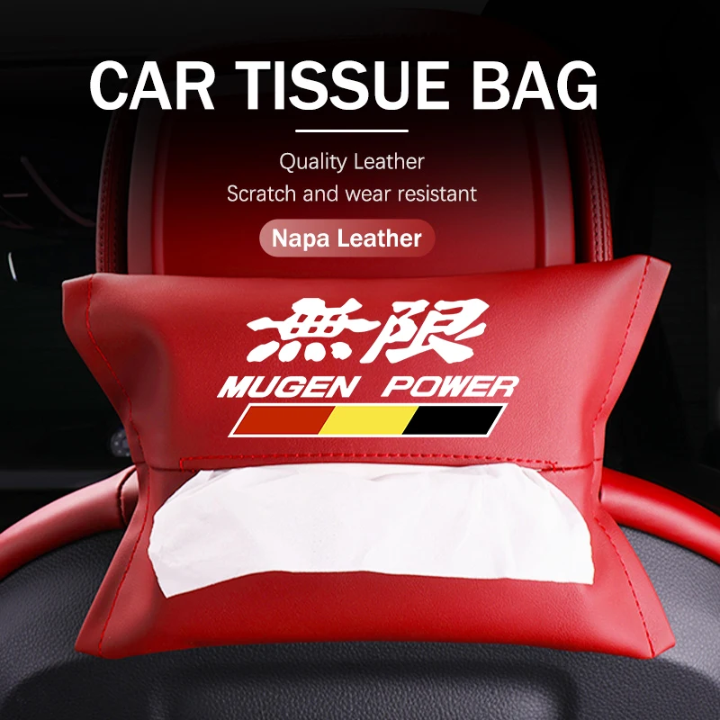 혼다 가죽 카시트 백 티슈 박스 종이 보관 가방 액세서리 Mugen HR-V Odyssey Stream Pilot WR-V BRV Mobilio Fit