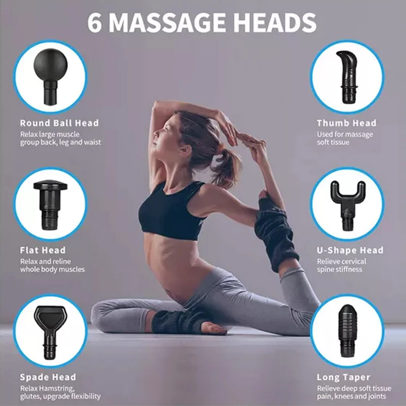 Lihasmassaažipüstol 6 kinnitust Süvakudede löökmasseerija käeshoitav elektriline kehamasseerija sporditrell_voghion.com