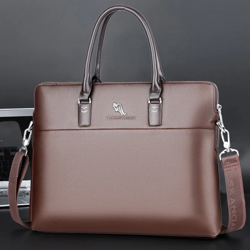 цена Vintage Leather Briefcases Men Business Handbag Horizontal Shoulder Messenger Bag Office 14 inches Male Laptop Bag