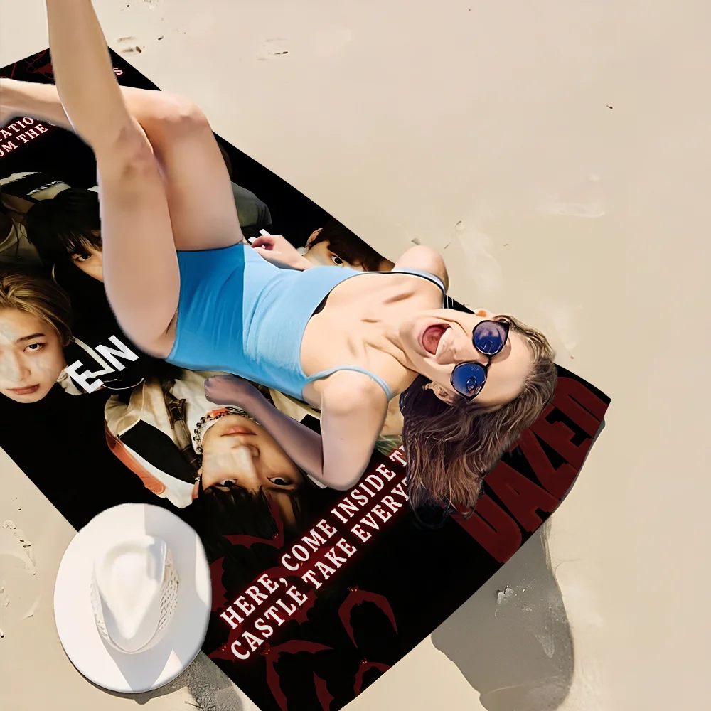 Kpop E-ENHYPEN Microfiber Beach Towel Absorbent Quick Dry Soft Yoga Swimming Resort Mountain Climbing Towel 3