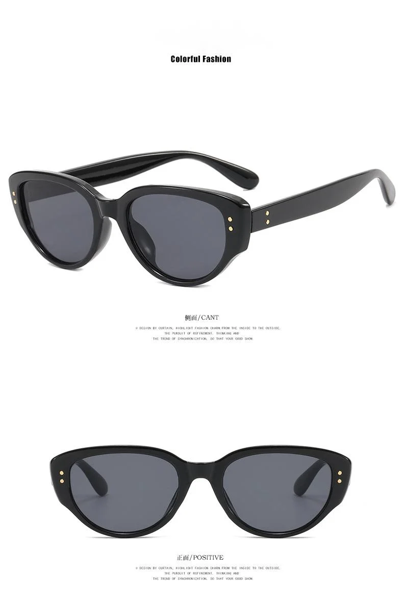Women’s Cat Eye Sunglasses Black And White Retro Style Uv Protection_voghion.com