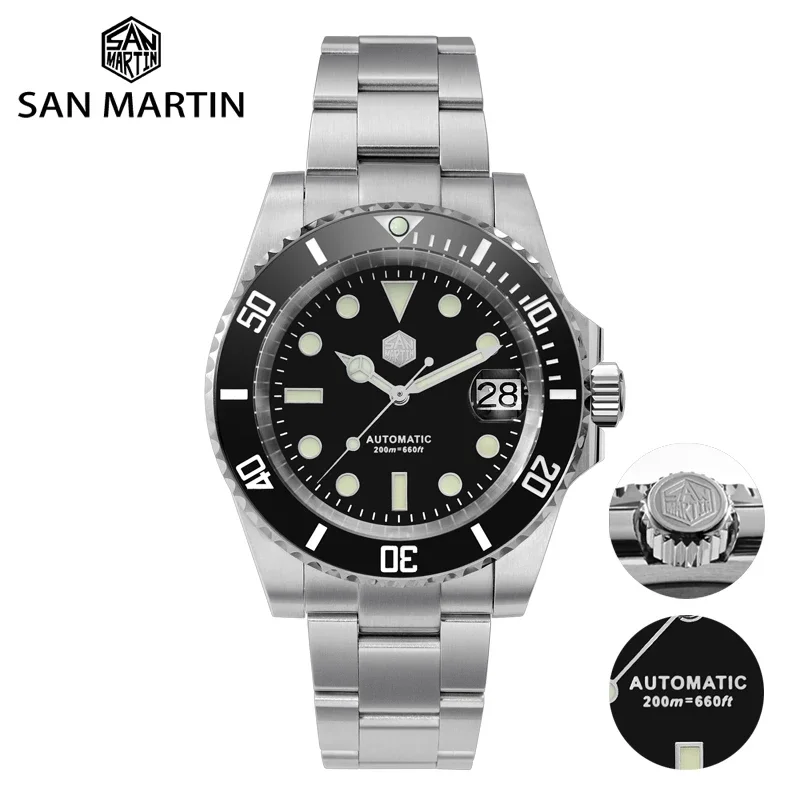 

San Martin SN017-G 40.5mm Water Ghost V3 Diver Watch For Men NH35 Movement Automatic Mechanical Wristwatches Sapphire 200M Lumed