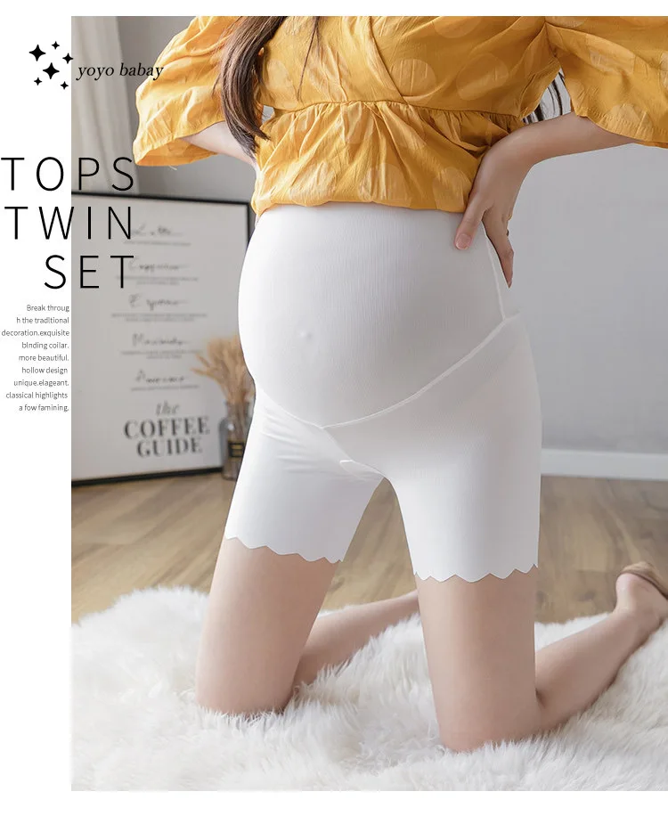 Summer Thin Ice Cool Maternity Legging Seamless Belly Half Pants Clothes for Pregnant Women Pregnancy Shorts Underpants