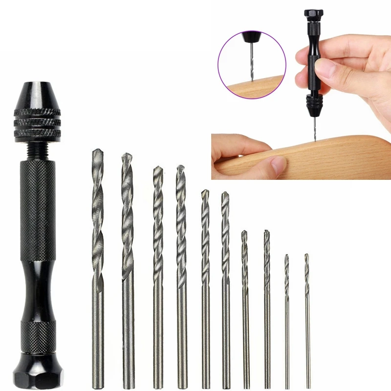 Mini Micro Aluminum Hand Drill With Keyless Chuck + 48 Twist Drills Rotary  Tools