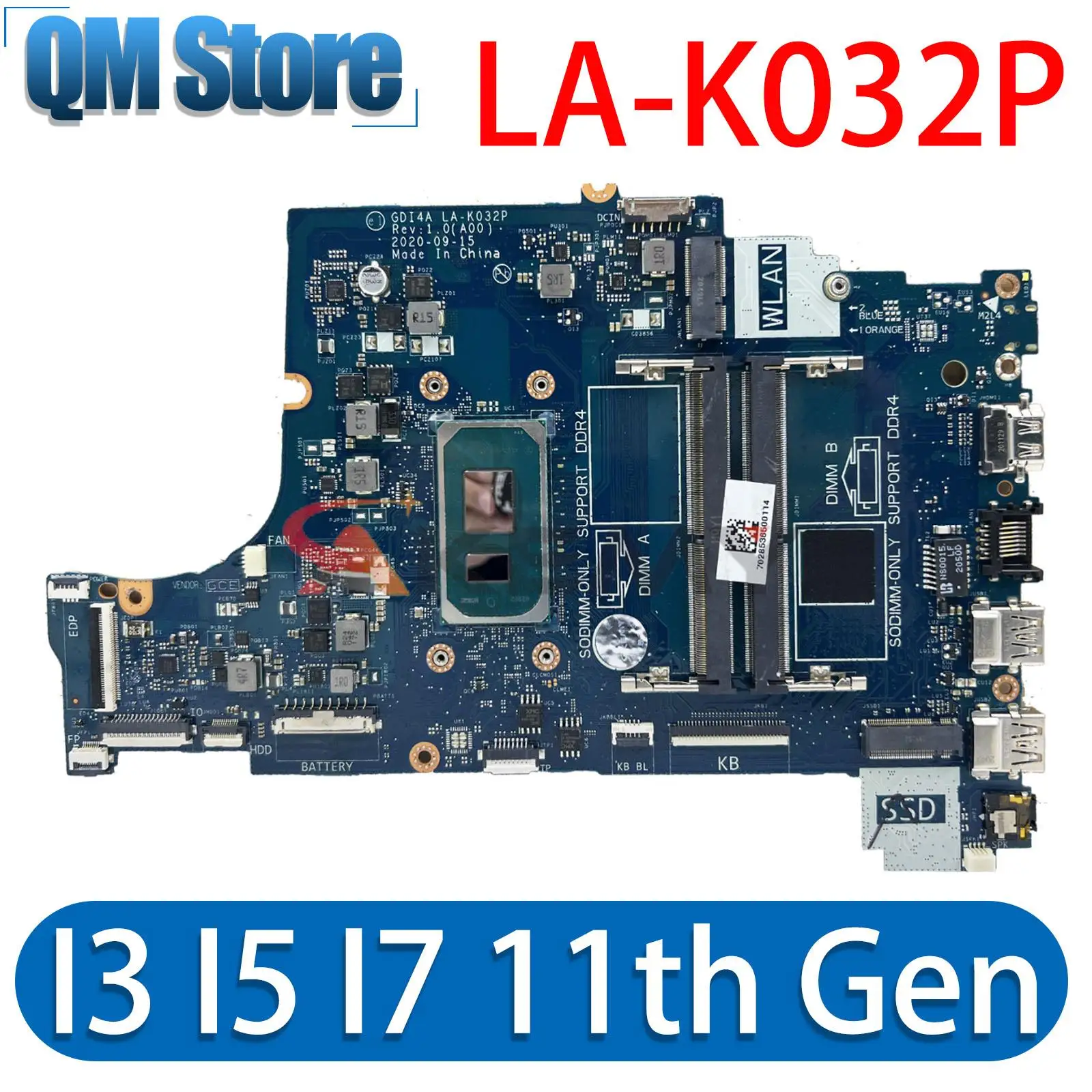 

LA-K032P with i3-1115G4/i5-1135G7/i7-1165G7 CPU Laptop Motherboard For Dell VOSTRO 3500 Notebook Mainboard 100% Tested OK