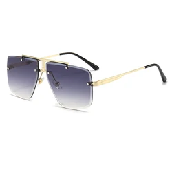 Vintage Rimless Pilot Sunglasses - Luxury Designer Metal Eyewear (As the picture)