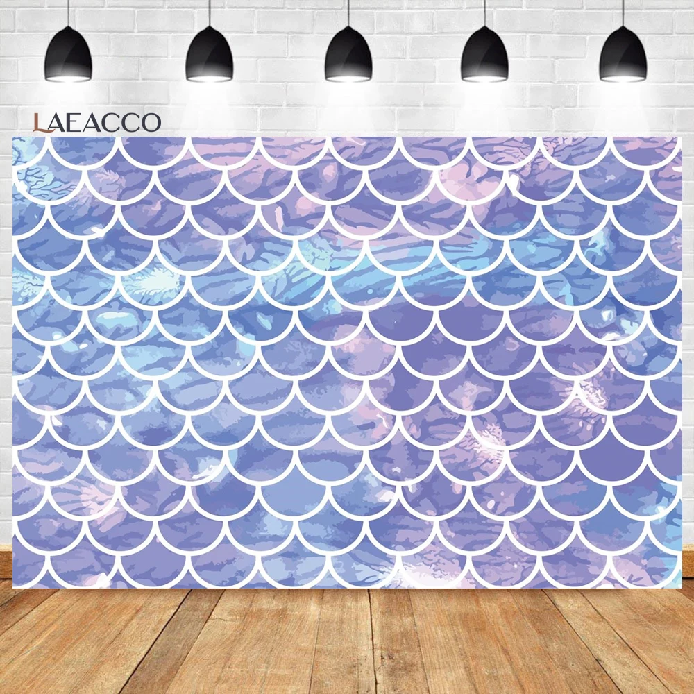 Laeacco Birthday Backdrops Fish Scales Seaweed Pearl Bubbles Glitters Mermaid Baby Shower Photography Backgrounds Photo Studio for photo backdrop,photography auxiliary props