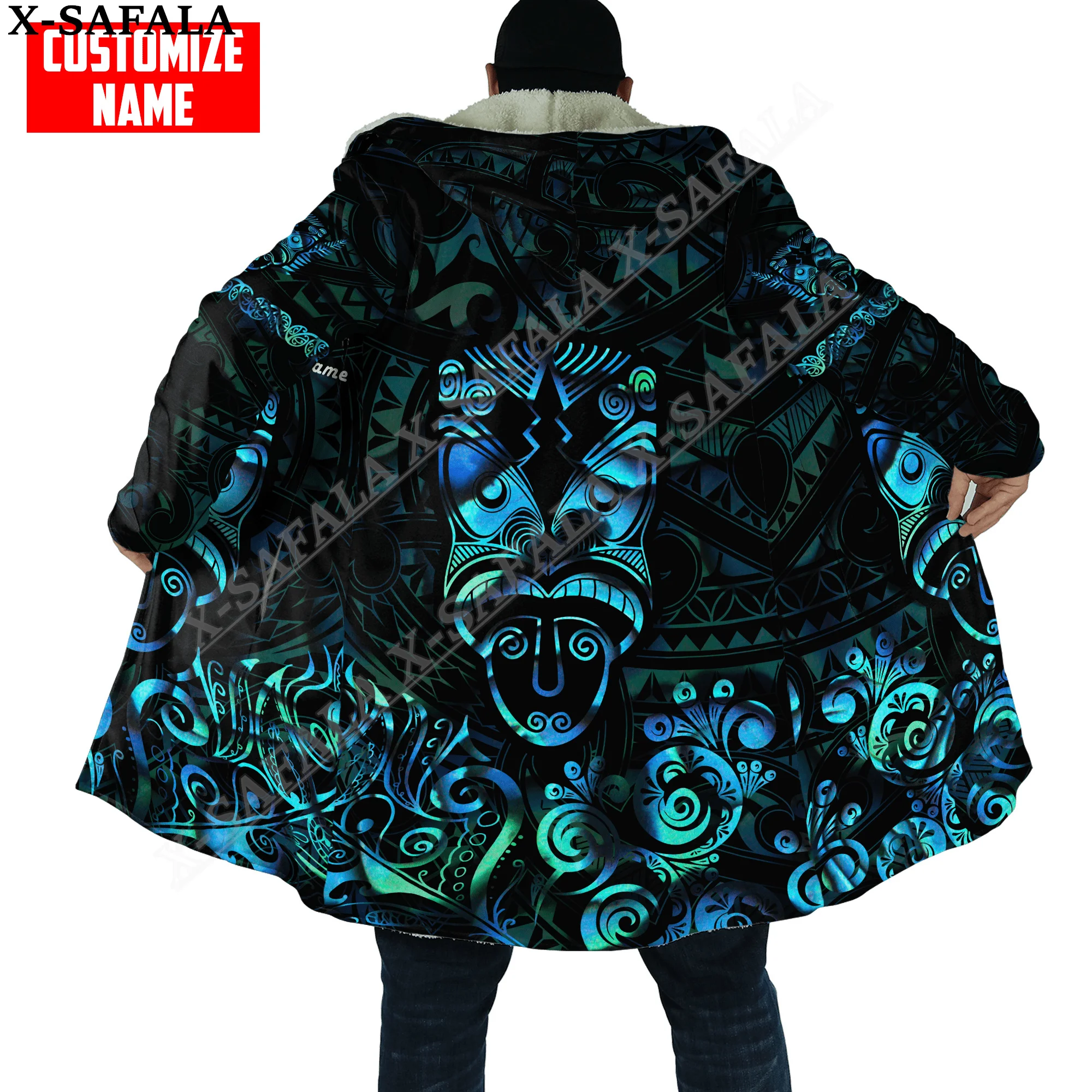 

MAORI AOTEAROA RUGBY HAKA NEW ZEALAND Art Overcoat Coat 3D Print Thick Warm Hooded Cloak Men Windproof Fleece Unisex Casual-2