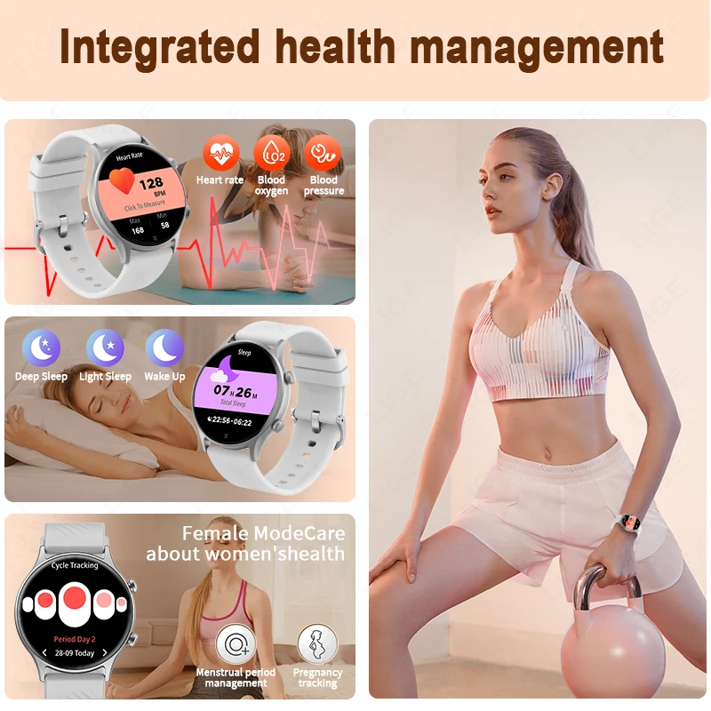 2024 Smart Watch Sports Fitness Tracker Women AI Voice Assistant Calculate Men Waterproof SmartWatch For Android ios Bracelet