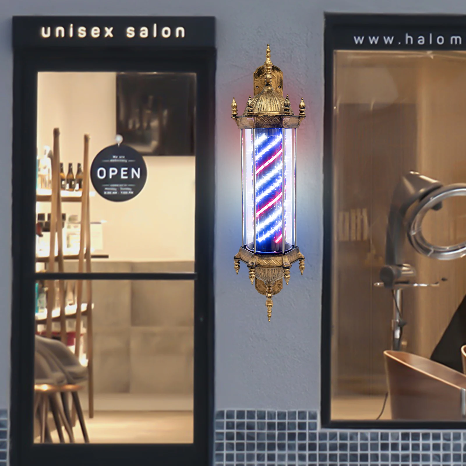 Rotating Vintage LED Barber Pole Light 6