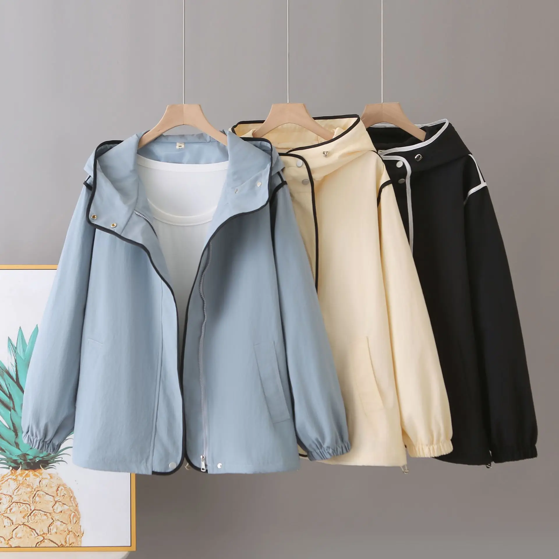 XXXXL Fashion Plus Size Women's Outdoor Jacket New Loose Striped Hooded Coat 2025 Autumn