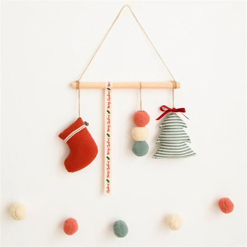 

Nordic Cotton Handmade Fabric Socks Christmas Tree Hanging Decoration Home Festive Scene Nursery Wall Decor Ornament Kids Gifts