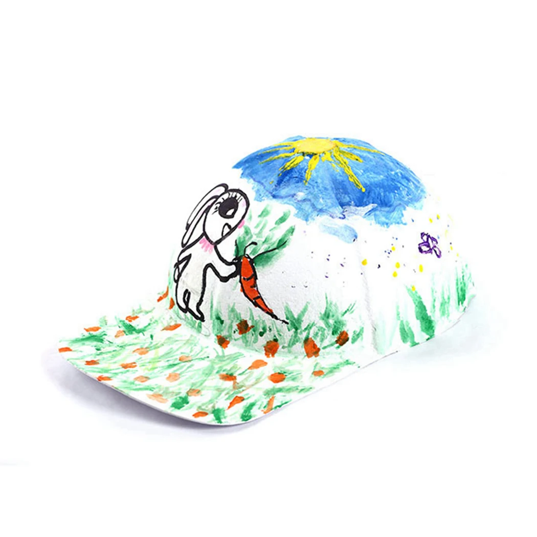 15Pcs/Set Baseball Caps Cotton Graffiti DIY Running Caps Ball Hats For Children DIY Graffiti Baseball Ball Hats Interesting
