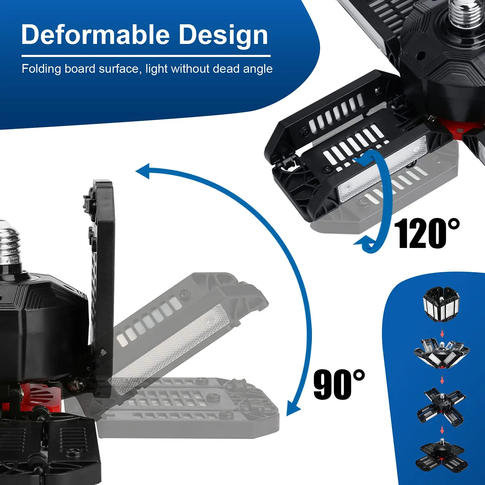 Description Picture 5 of item3-12 Panels Deformable LED Garage Light E27 LED Bulb 5000 Lumen Ultra Bright Night Lamp for Workshop Gym Warehouse Shop Lighting