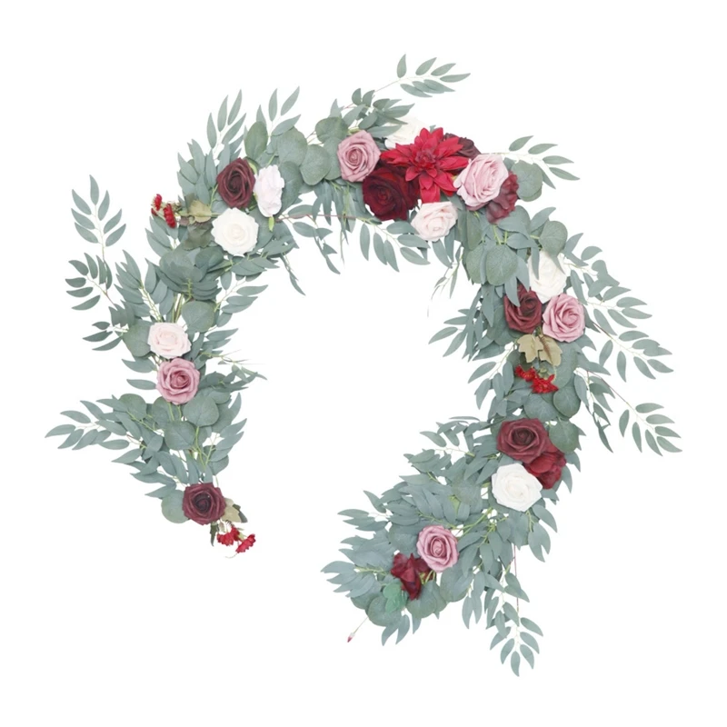 

Fake Rattan Vine Wreath Simulation Hanging Lotus Pink Wine Red Color