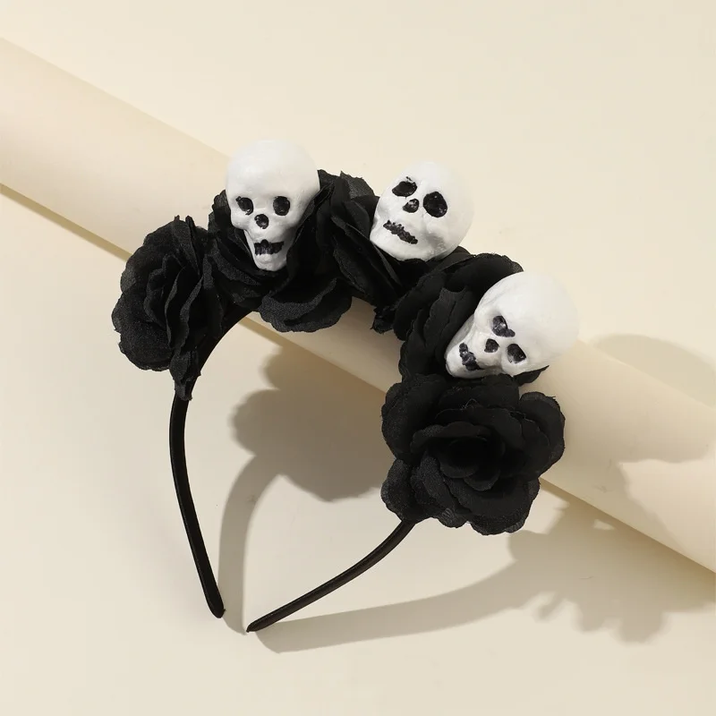

Halloween Skeleton Simulation Flower Headwear Black Headband Halloween Party Festive Headband Horror Headwear