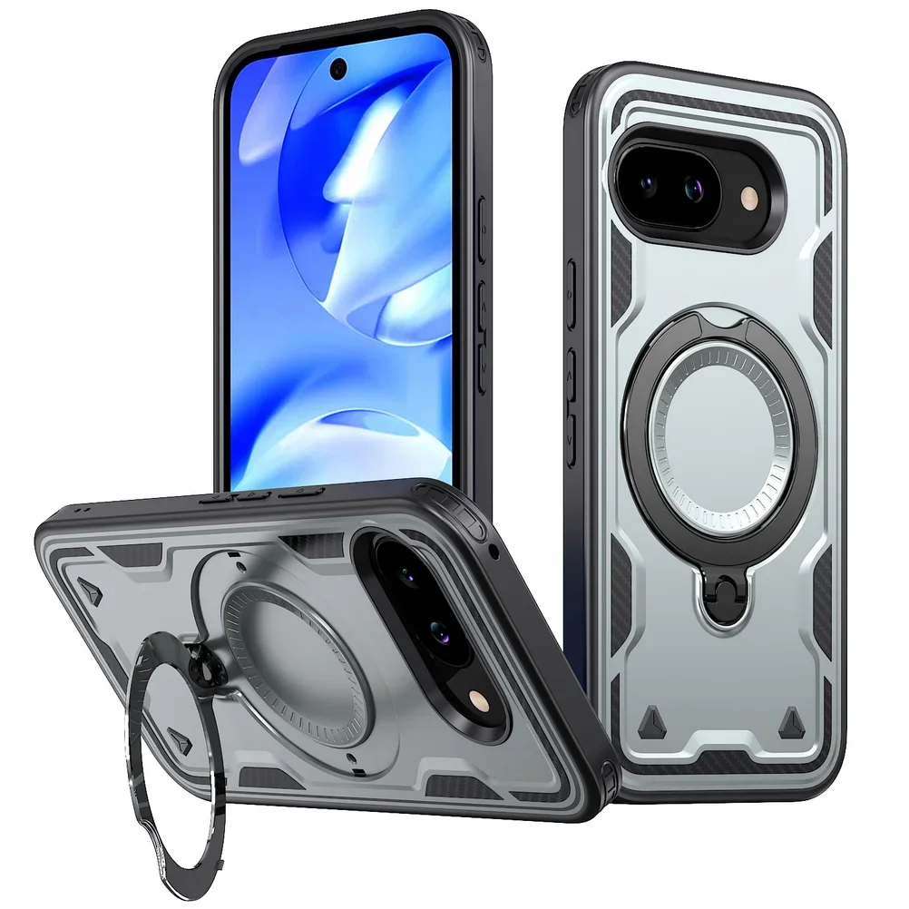 Rugged Military Armor Phone Case with Magnetic Ring and Rotating Bracket Cover