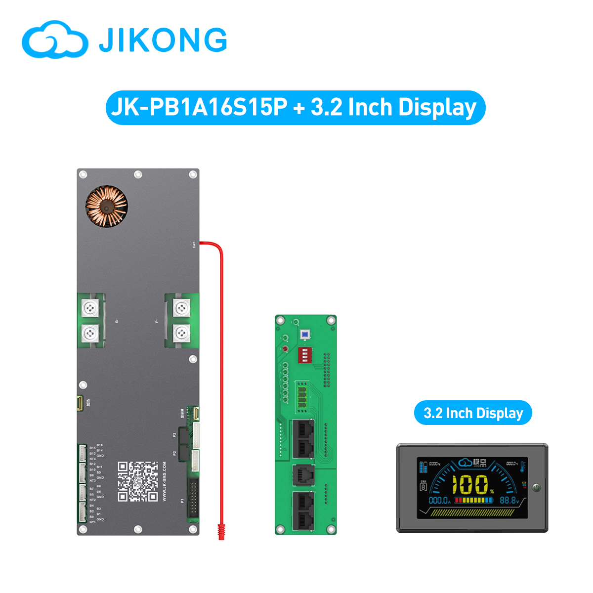 JIKONG JKBMS JK-PB1A16S15P+3.2 Display Lifepo4 Li-ion LTO Inverter Smart BMS 8S 16S 24V 48V Family Energy Storage Accessories