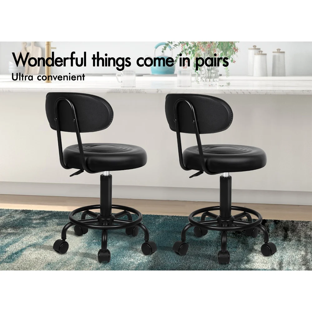 ALFORDSON Salon Stool Saddle Backrest Swivel Barber Hair Dress Leather Chair