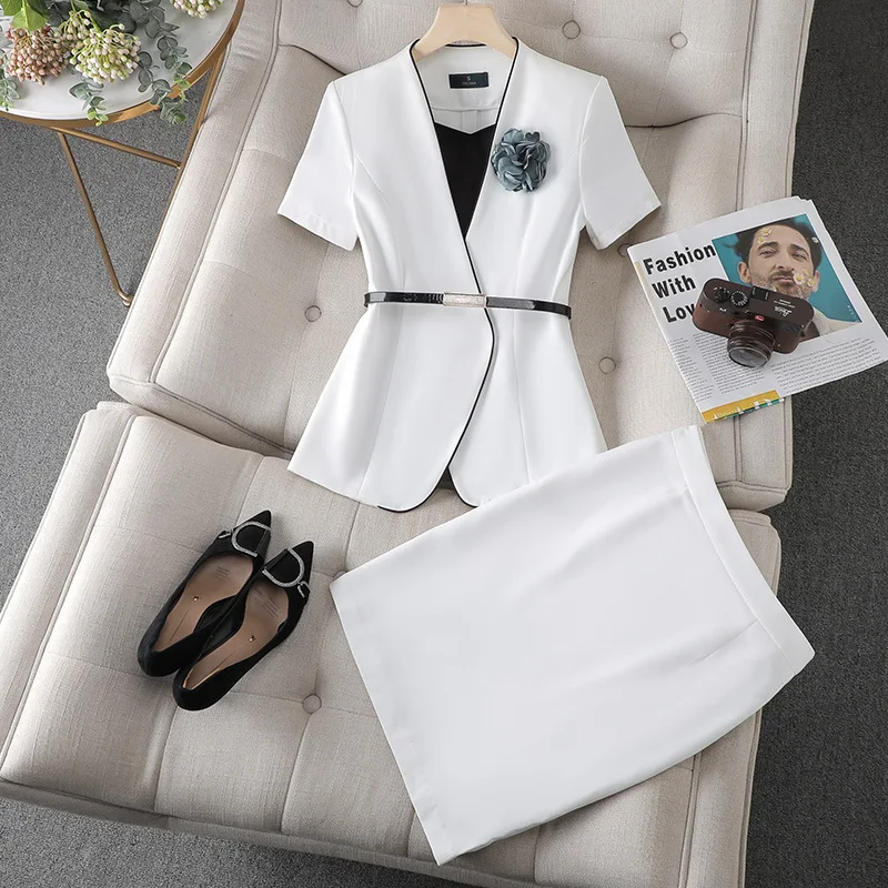 

High-End Elegant Beauty Salon Beautician Work Clothes Female Summer Medical Beauty Reception Business Wear White Suit