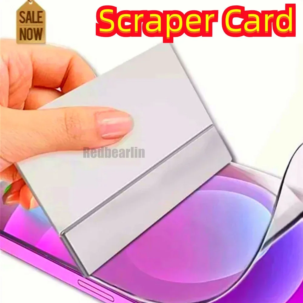 

200PCS Scraper Card for Screen Protector De-Bubble Shovel for Mobile Phone Soft Film Scraping Board Alcohol Package Tools