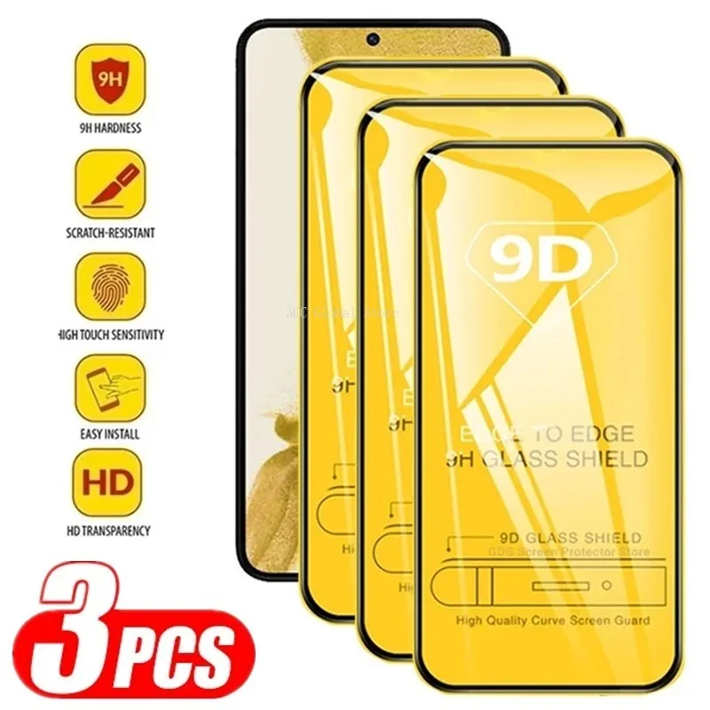 

3Pcs 9D Full Cover Screen Protectors For Realme 10 8 7 6 Pro 5 3 3i 5i 5s 6i 6s 7i 8i 8s GT Master Neo 2 Neo2T Protective Glass