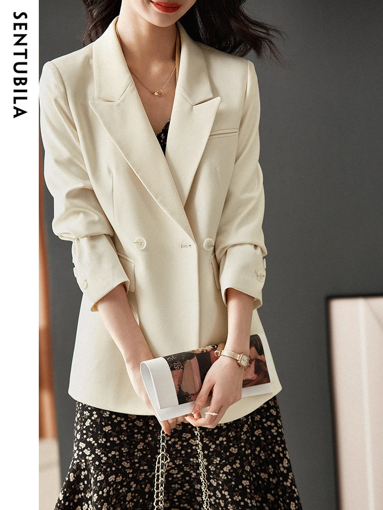 

Sentubila Women's Suit Jacket 2024 Spring Office Lady Blazers Woman Loose Fashion Notched Collar Outerwear Tops Female 121X40651