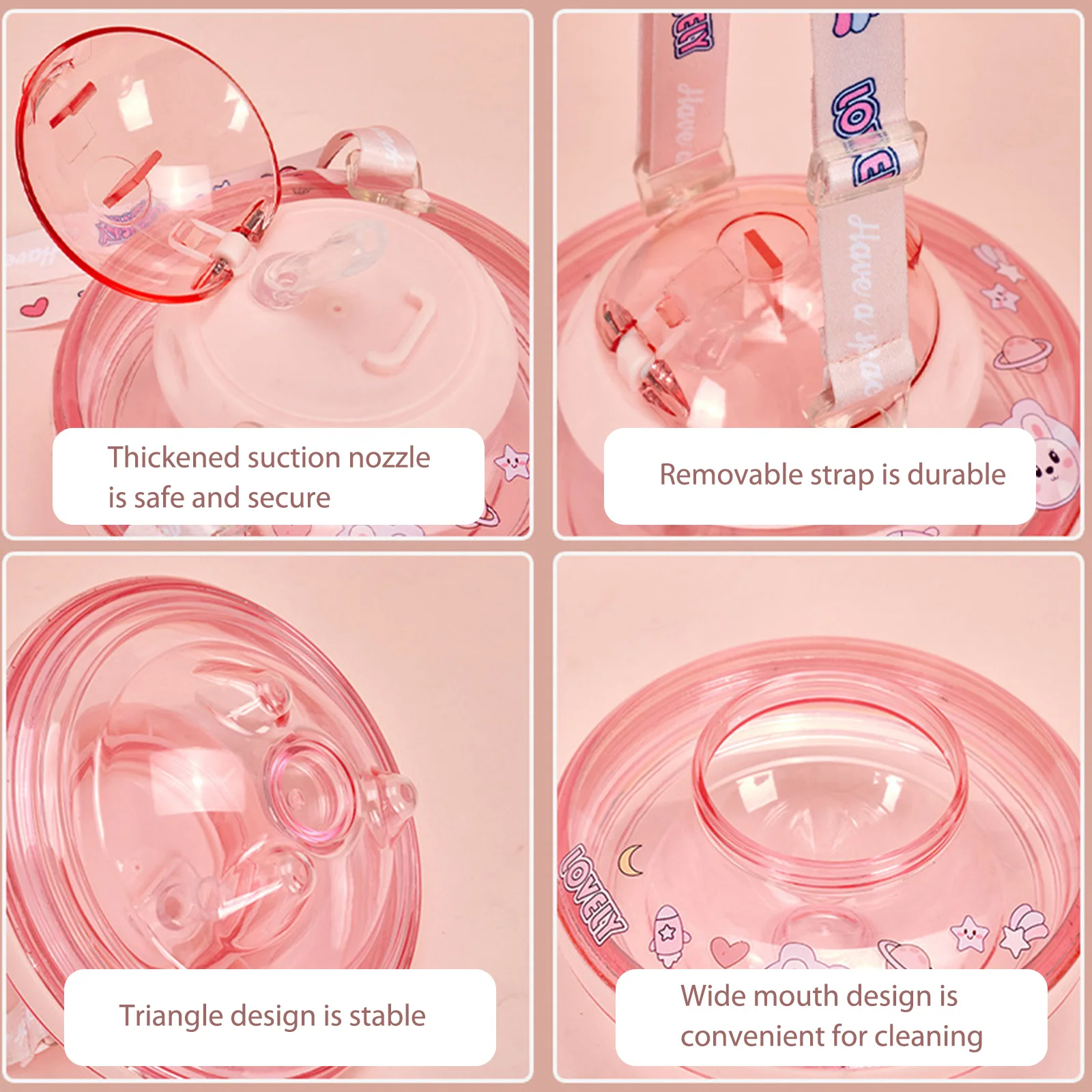 Ufo Shape Plastic Cup Summer Cute Water Bottle With Rope 550Ml