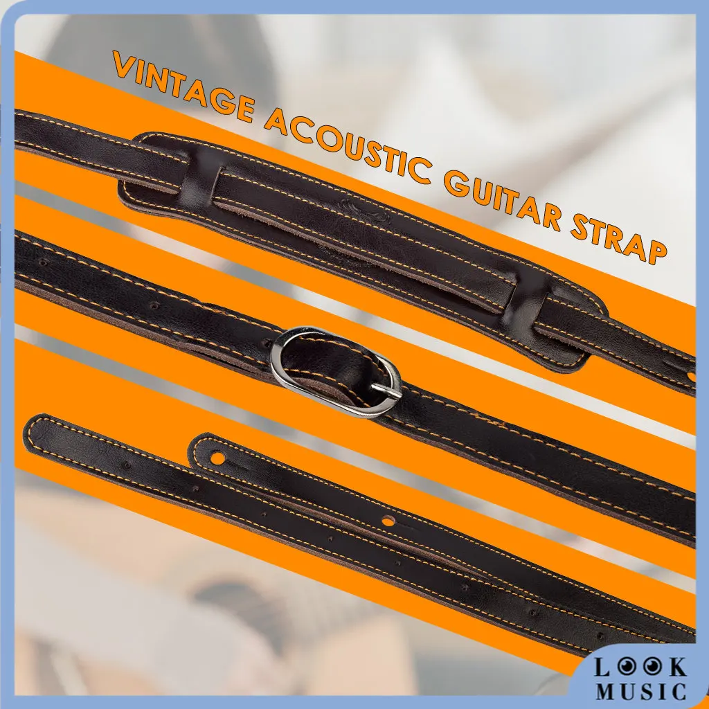 Vintage Acoustic Guitar Strap Classic Electric Acoustic Guitar Strap Soldier Genuine Cow Leather Soft Durable Guitar Strap Belt