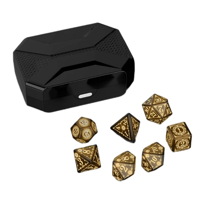 7 Pcs Rechargable Glowing LED Dices Role Playing Game Polyhedral Dices LED Electronic Tabletop Game Player