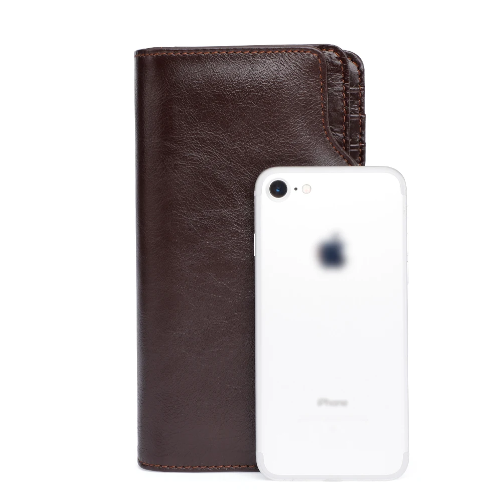 Men's Clutch bag Business Fashion Multi-card Leather Long Wallet Large Capacity First Layer Leather Clutch
