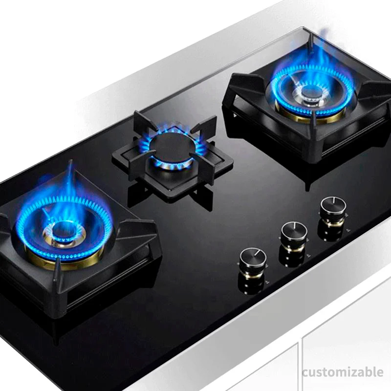 New Kitchen Appliance Reinforced Glass Gas Stove LPG Smart Cooker With 3 Burners For Home Or Commercial Use