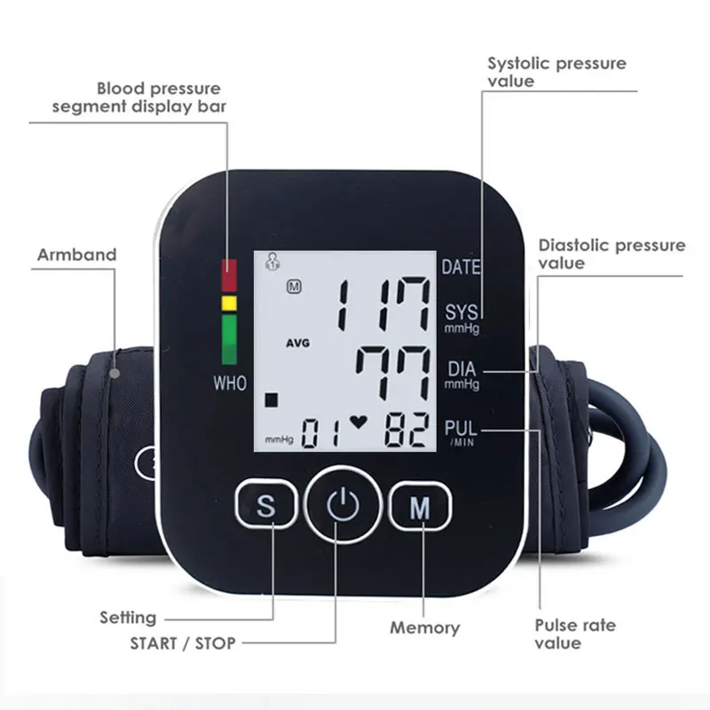 JYouCare Digital Lcd Upper Arm Blood Pressure Monitor Home Heart