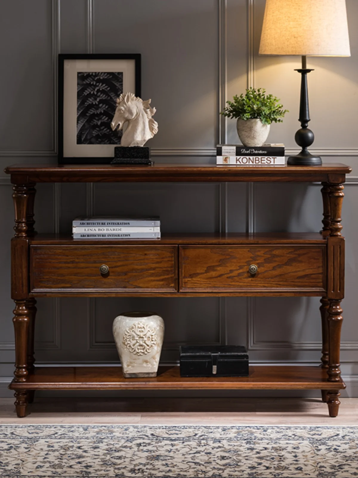 미국 스타일 올 솔리드 우드 현관 테이블 현관 프레임, 럭셔리 초박형 소파 뒷면, 여러 책상 파티션 현관 로커 1.4 