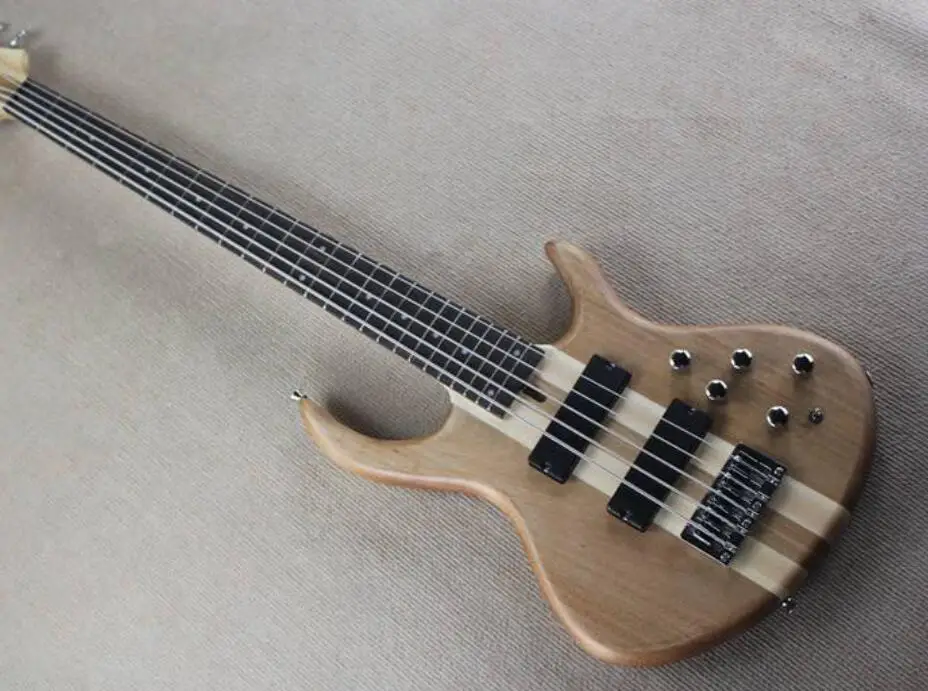 

5 Strings Natural Wood Color Electric Bass Guitar with Rosewood Fretboard,Neck Through Body