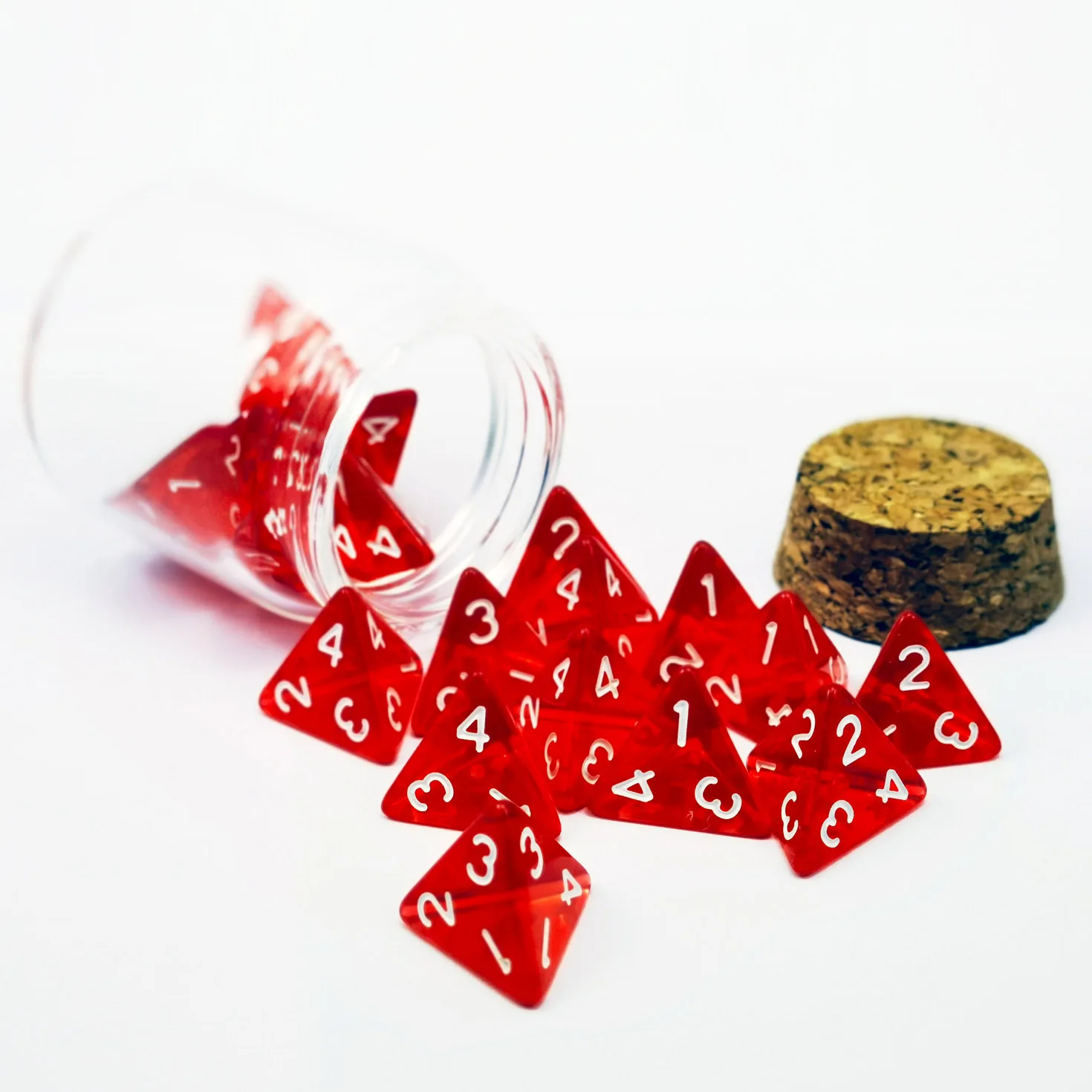 Bescon Standard Sized Transparent Red D4 Dice 20pcs Healing Potion Bottle, 20pcs D4 Health Potion Dungeons and Dragons Accessory 3